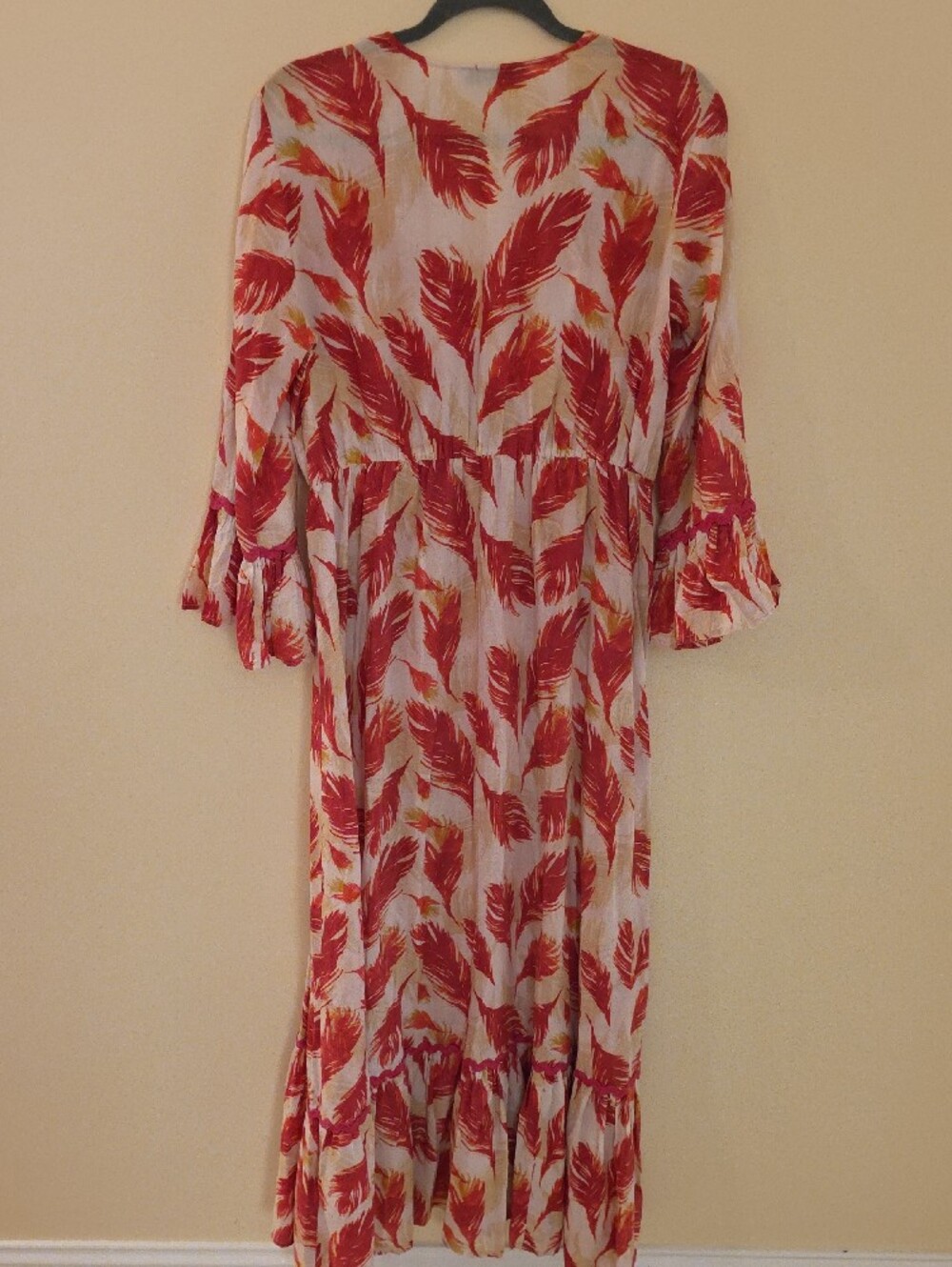 BINDU Red Feather Print Maxi Dress - Picture 5 of 5